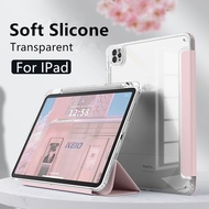 For iPad Air 5 Air 4 Transparent Pencil Holder Cover for iPad 10th Gen Pro M2 11 Mini 4 5 6 Air 3 5th 6th 10.2  9.7 10.9 Smart Cover