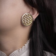 美國Sarah Coventry品牌1964年古董Woven Classic編織紋圓金耳夾