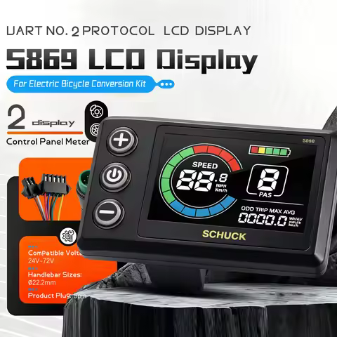 E-Bike LCD S869 Color Display Control Panel 24V 36V 48V 5+2Pin SM Plug for UART Communication Protoc