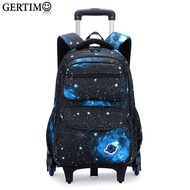 {LJYS} รถเข็นเด็กกระเป๋านักเรียน Space Starry Sky พิมพ์เด็กชายที่ถอดออกได้ Rolling Backpacks เด็กกระเป๋าเดินทางล้อกระเป๋า Urable Bookbag
