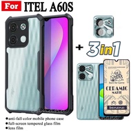 3 in 1 ITEL A60S Shockproof Phone Case for ITEL A60 A70 A50 A05S Ceramic Frosted Film+Camera Lens Fi
