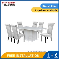 Finny Marble Dining Set/ Marble Dining Table/ Meja Makan 6 Kerusi/ Meja Makan Marble/ Meja Makan Set