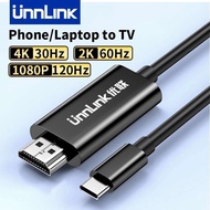 Unnlink USB C to HDMI Cable Phone Laptop PC Tablet to TV 4K 30Hz / 2K 60Hz / 1080P 120Hz