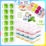 14 Holes Silicone Ice Cube Maker Trays with Spill-Resistant Removable Lid Baby Food Maker Mold Tray 