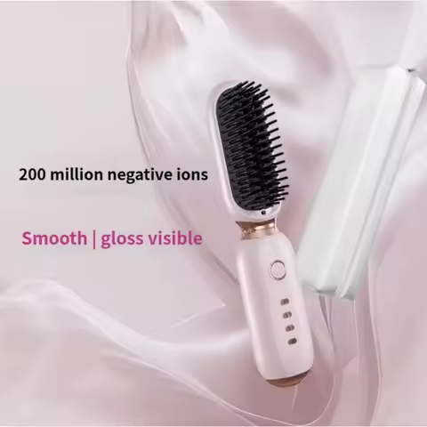 Portable Negative Ion Hair Straightener Usb Rechargeable Cordless Brush Hair Straightener Comb Hair 
