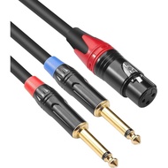 Disino XLR Female to Dual 1/4 inch Y Splitter Cable,Female XLR to Double 6.35mm Mono TS Plug Mic Aud
