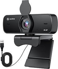N newline 4K Webcam for PC, 4K UHD USB Webcam with Microphone, New Upgraded Auto Focus, Low Distorti