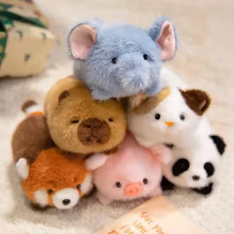 Cute Lying Animals Red Panda Fox Sloth Cat Soft Plush Dolls Stuffed Capybara Pig Plushie Baby Toys G