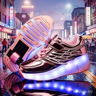 【In stock】XONGT Heelys wing single-wheel LED shoes kids luminous shoes youth pulley sports shoes sne
