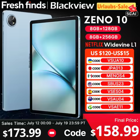 Blackview Zeno 10 5G AI Tablet 11-inch FHD+ 90Hz Display Widevine L1 UNISOC Tiger T8200 8800mAh Quad