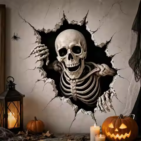 3D Halloween Decoration Horror Zombie Red Eye Monster Wall Sticker 3D House Scary Skull Halloween Pa