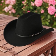 Uww-Womens Metal Rivet Belted Cowgirl Hat Wide Brim Western Jazz Cowgirl Hat Themed Party Cap