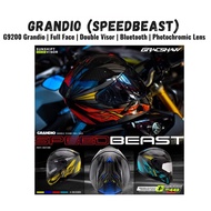 Gracshaw G9200 Full Face Helmet-Gandio-Speedbeast-Double visor-Photochromic Len-Free build in Blueto