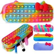 Pop It Pencil Case Bag Fidget Toys Push Bubble Pen Holder Silicone Sensory Game Large Capacity Stationery Box