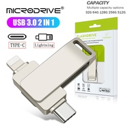 Type-C USB 3.0 Flash Drive  1TB 2TB for smart equipment 2 in 1 to lightning interface usb3.0 pendrives for phone