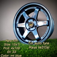 Rays Te37/sl New rim 15x7 4x100 ET33 mt blue TM Auto Tyre Service Johor Baru