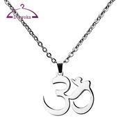 deevoka Stainless Steel Aum Om  Sanskrit Symbol Amulet Buddha Pendant Necklace