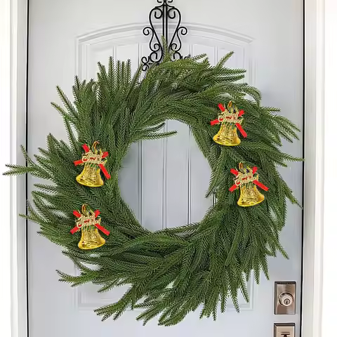 Christmas Bell Ornaments 4 Piece Hangable Decoration With Bow Christmas Tree Ornaments For Tree Door