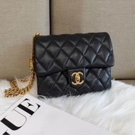 Chanel 22K黑金金柱調節釦風琴鏈包 芯片款