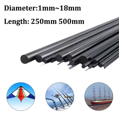 20pcs~1pcs 18mm 12mm 8mm 6mm 3mm solid Carbon Fiber Rod Reinforcement Rod high strength light weight