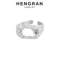 Hengran Jewelry Italy Silver 925 Women Perempuan Perak Cincin Ring Adjustable For Korean Accessories Gold Original Irregular R676