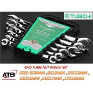 6PCS TUOCHI HEAVY-DUTY FLARE NUT WRENCH ( CRV ) SET