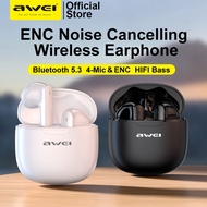 Awei T68 ENC Noise Cancelling Earbuds Bluetooth 5.3 Wireless Earphone Bass HiFi Sound Quality