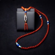 108顆南紅瑪瑙念珠搭配金剛三眼天珠與青金石佛珠 開啟修行之路