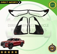 Toyota Hilux Conquest 2021-2022 TRD LOGO Head Light and Tail Light Cover Matte Black Garnish ( Car Accessories )