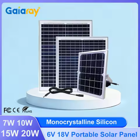 Gaiaray Monocrystalline Silicon Solar Panel 18V 7W 10W 15W 20W PV Module Solar Cell Portable PV Pane