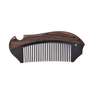 931 | Tan Mujiang Buffalo Horn Comb Teeth And Wooden Comb Back With Fish Design Small Comb