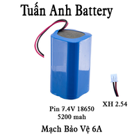 Pin sạc 7.4v 2 cell 18650 3000mah mạch bảo vệ 2s 6A Jack 254 dùng cho Loa Trợ Giảng ws898 E898 WS998