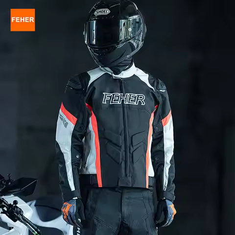 FEHER 4-season Motorcycle Jacket Man Double-decker Breathable Windproof Warmth with TPU Shoulder She