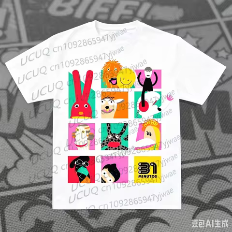 Summer News Program "31 Minutos" Satirical Cartoon Kid Adult Puppet Graphic Printed Parent-child T-S