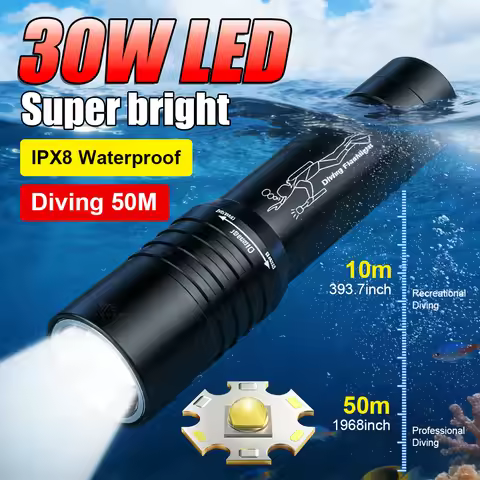 9000LM T6 LED Diving Flashlight IPX8 Waterproof 50M Underwater Torch Rotatable Zoom LED Flashlight 1