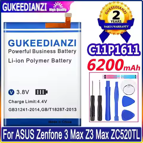 6200mAh Stable C11P1611 For Asus Zenfone 3 Max Z3 Max ZC520TL Premium Replacement Mobile Phone Batte