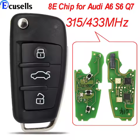 VVDI Flip Remote Control Car Key 3 Buttons 8E Chip 315MHz 434MHz FSK 4F0837220 M T For Au-di A6 A6L 