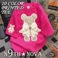 24H SHIP N9THNOVA Cartoon Bear Bow Printed Loose T-shirt Trend Casual