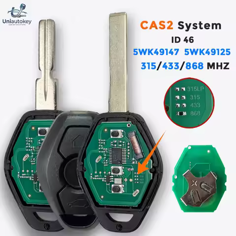 315/433/868MHz CAS2 System Remote Car Key ID46 Chip for BMW 1 3 5 6 Series X5 E46 E60 E61 E70 E87 5W