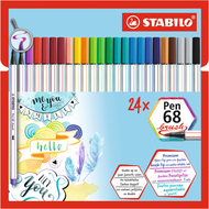 STABILO - Pen 68 Brush 24's/Set (568/06-11) Premium fibre-tip pen with brush tip
