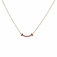 TIFFANY&CO蒂芙尼 TiffanyT系列微笑項鏈mini18K玫瑰金/鑽石粉色滿鑽