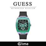 [Official Warranty] Guess GW0202G5 Men's 2-Tone Case Black Genuine Leather Silicone Strap Watch