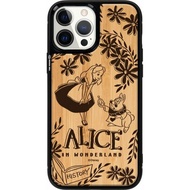 迪士尼愛麗絲夢遊仙境  iPhone 15 Pro天然木保護殻case magsafe