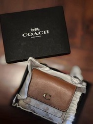 COACH 啡色三摺銀包 連盒