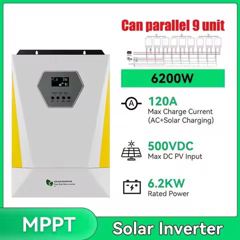 High-Frequency Techfine 6200W 6.2KVA Off Grid Solar Inverter 48VDC Max 500VDC BMS Inverters With WiF
