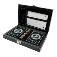 Marine Corps Playing Cards and Dice Set – Black Leather Keepsake Box, Playing Cards with USMC Rank I