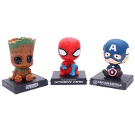 Shaking Head- 8cm Batman Groot Doll Figurine Stand Bobblehead Spring Toy Car Dashboard Decor