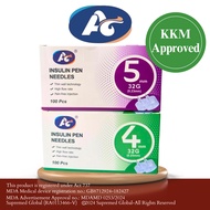 KKM-Approved Jarum Insulin 4mm 5mm 32G Insulin Pen Needles  4mm 5mm 32G 100's