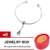 Tips Gallery กำไลข้อมือ เงินแท้ 925 พร้อมชาร์มหอไอเฟล Eiffel Tower Bangle Bracelet TBS080 ฟรี กล่อ
