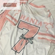 COQUETTE RIBBON jersey coquette custom name Microfiber Jersey T Shirt Pendek Arm Sport Retro Collar 